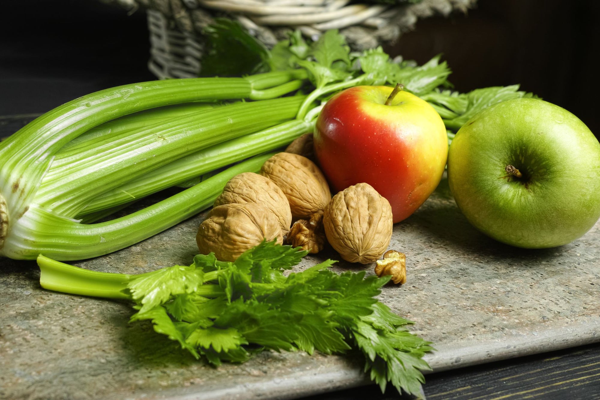 Celery, Walnuts, and Apples