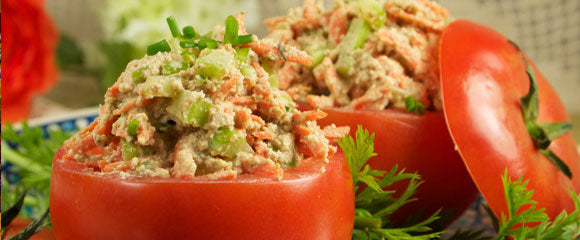 Raw Walnut Paté Stuffed Tomatoes