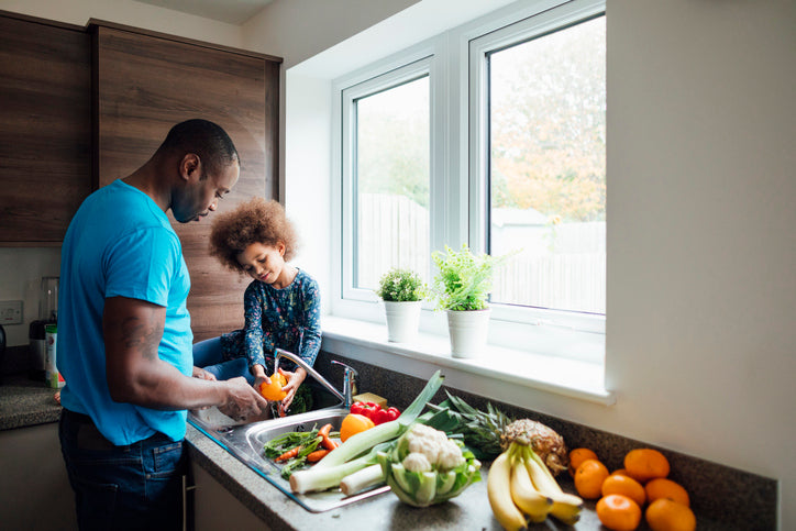 Parent and Child with Vegetables