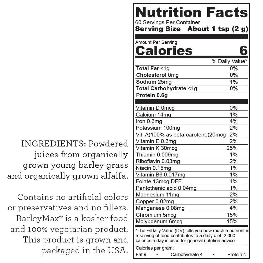 BarleyMax Pure Green Juice Ingredients