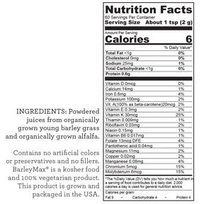BarleyMax Pure Green Juice Ingredients