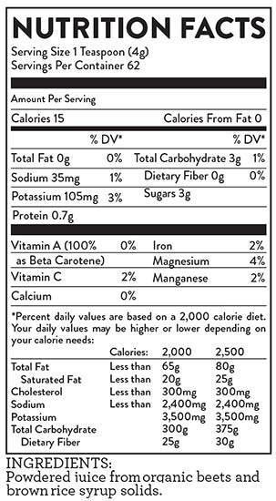 BeetMax Organic Beet Juice Ingredients