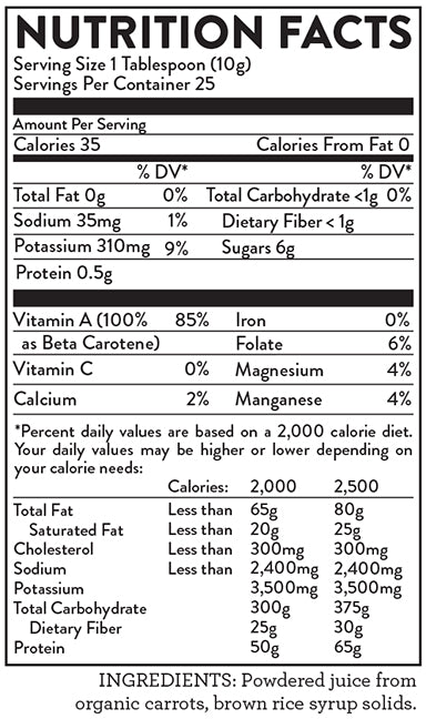 Organic Carrot Juice Powder Ingredients