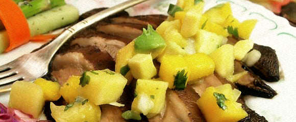 Grilled Portabella with Pineapple-Mango Chutney