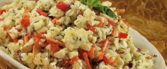 Raw, Marinated Cauliflower Salad