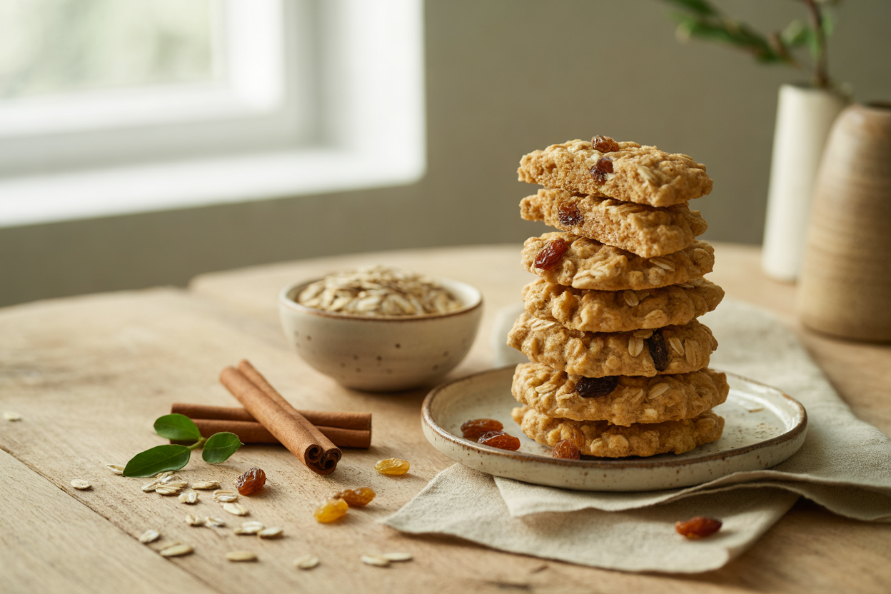 Gluten-free oat raisin cookies with cinnamon