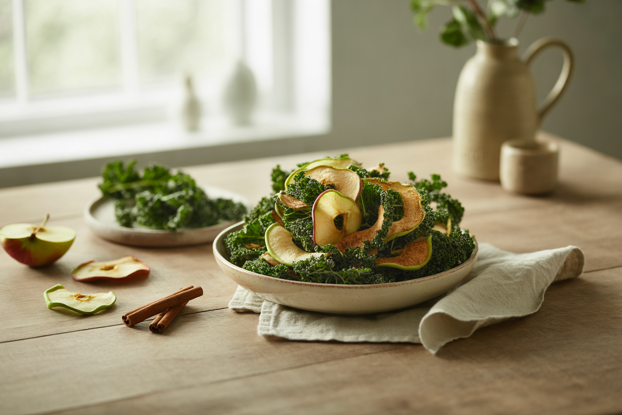 Apple cinnamon kale chips