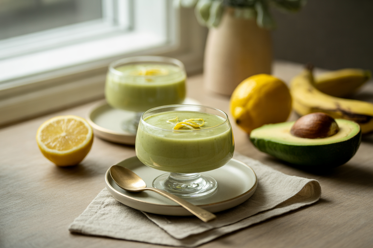 Avocado lemon pudding