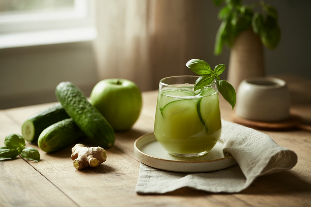 Basil Breeze juice with cucumber, apple, basil and ginger