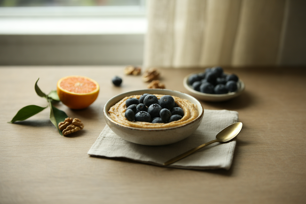 Blueberries with tangerine walnut cream