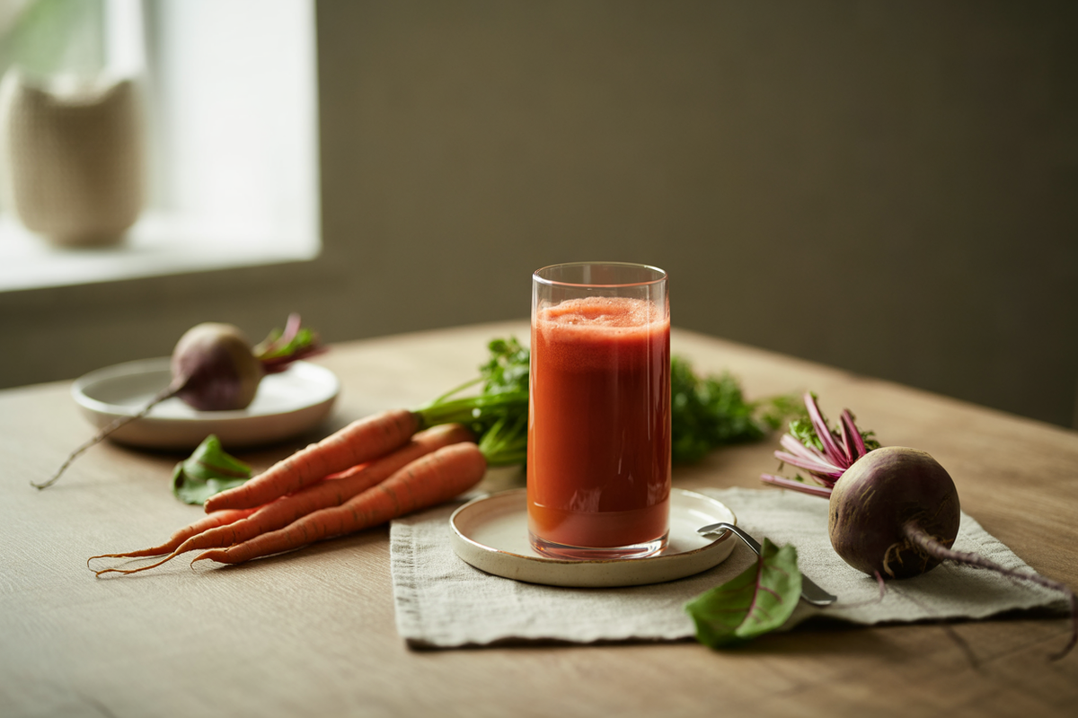 Blushing carrot and beet juice