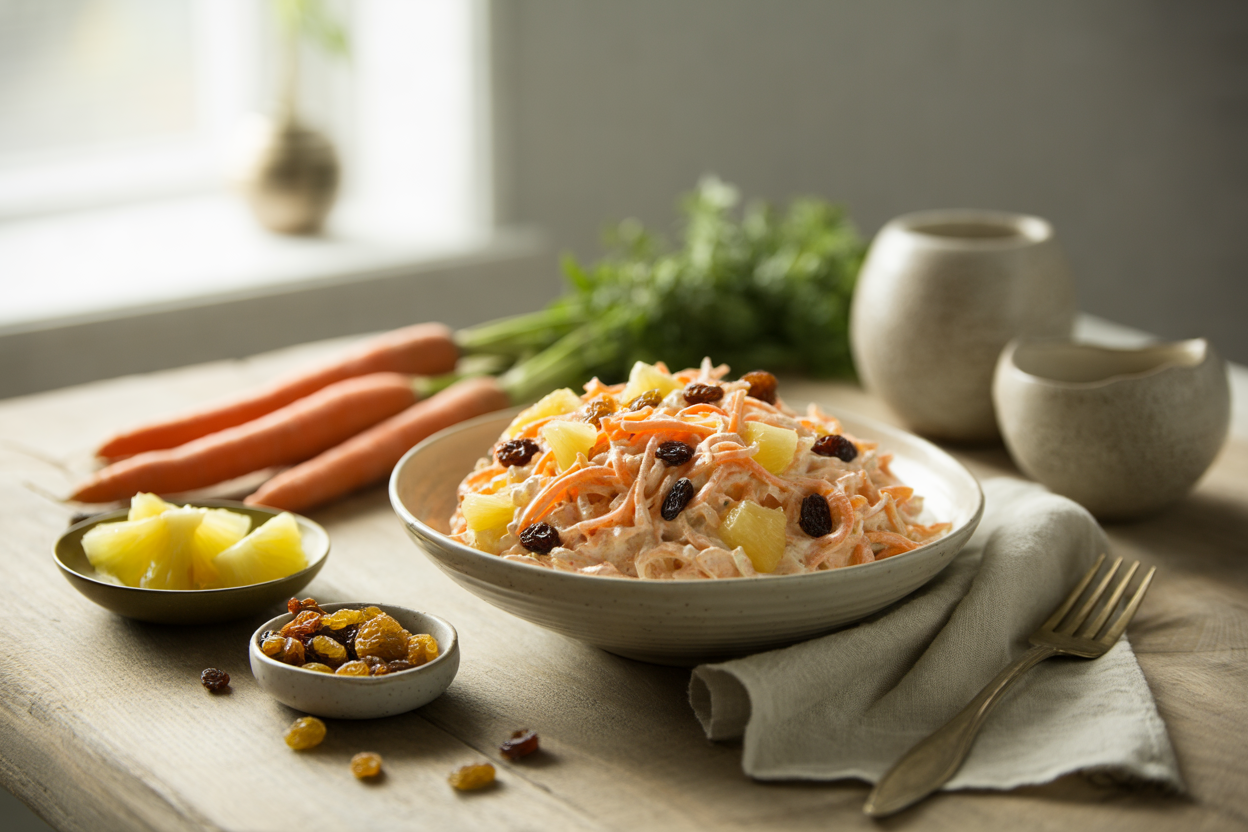 Carrot raisin pineapple holiday salad