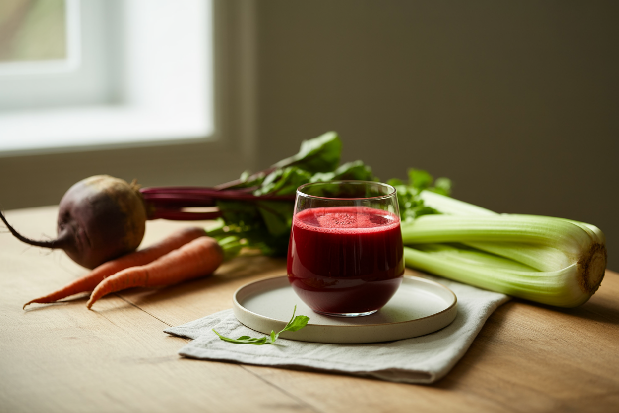Carrot, beet and celery juice