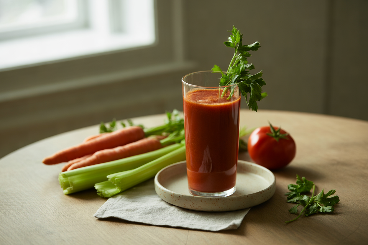 Fresh carrot, celery, parsley and tomato juice