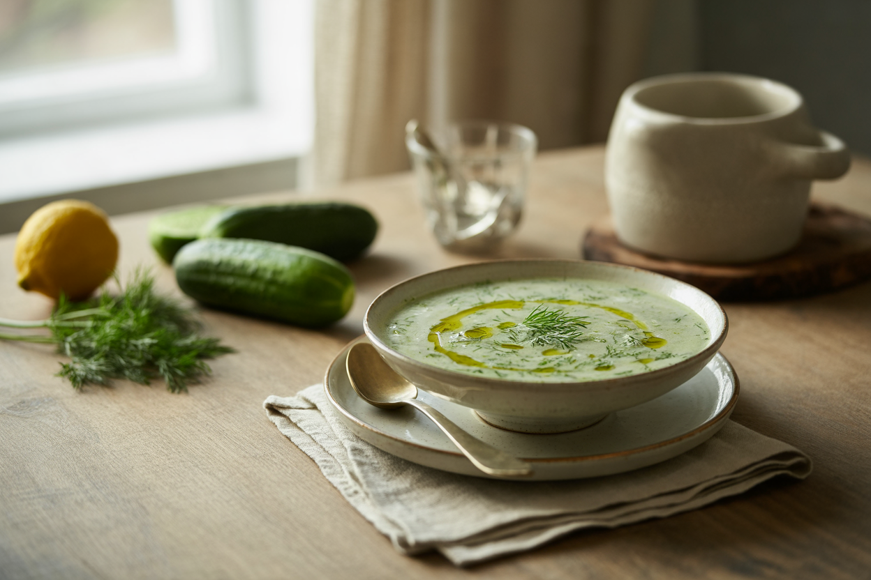 Chilled cucumber dill soup