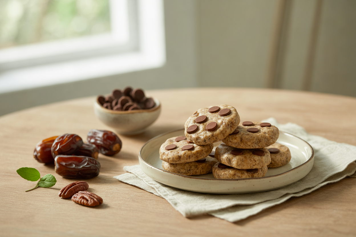 Raw pecan date cookies with carob chips
