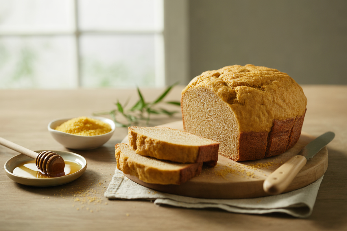 Homemade colonial bread with rye, cornmeal and honey