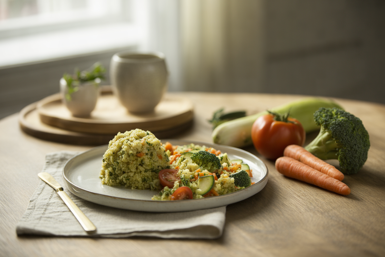 Couscous with a chopped vegetable salad