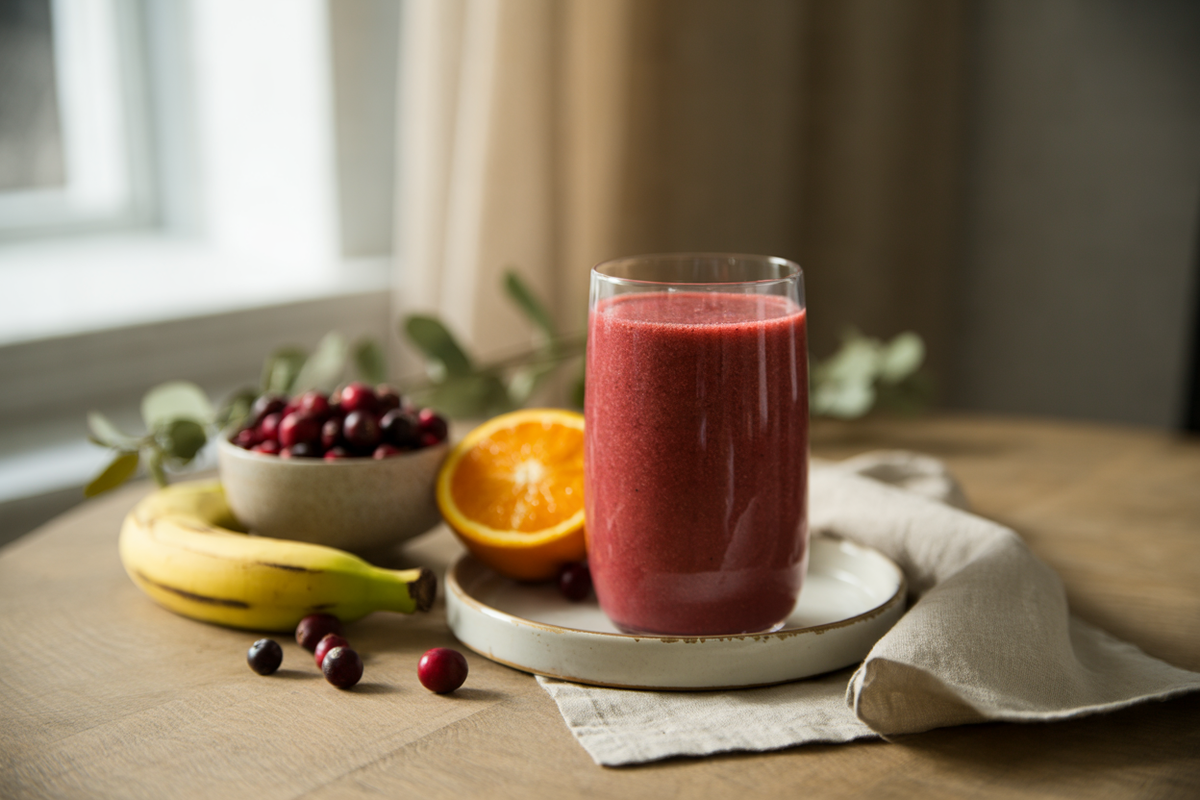 Cranberry orange banana smoothie