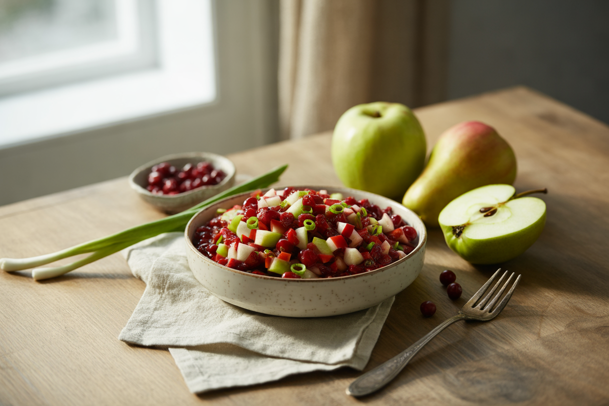 Cranberry salsa with apple, pear and red pepper