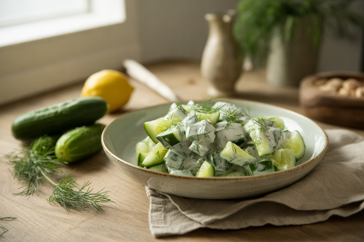 Creamy cucumber dill salad