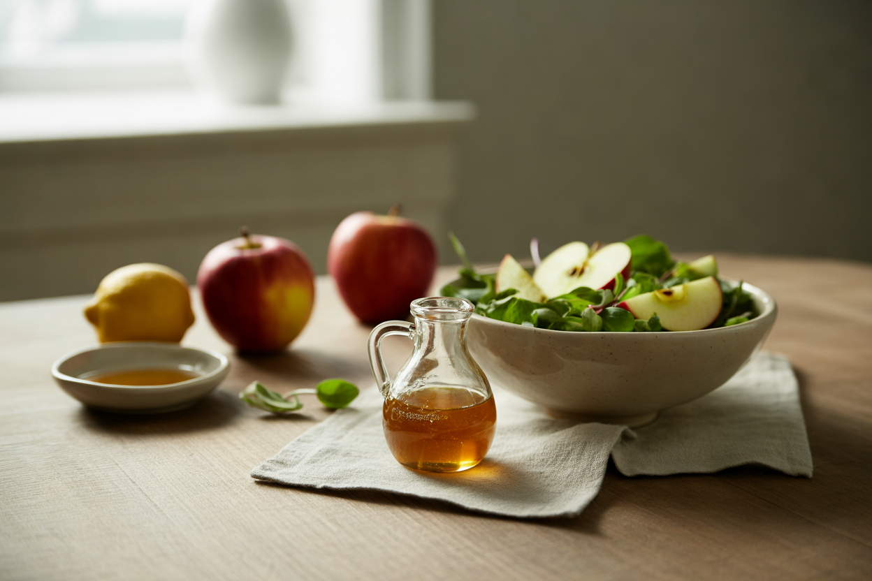 Apple honey salad dressing with mixed greens
