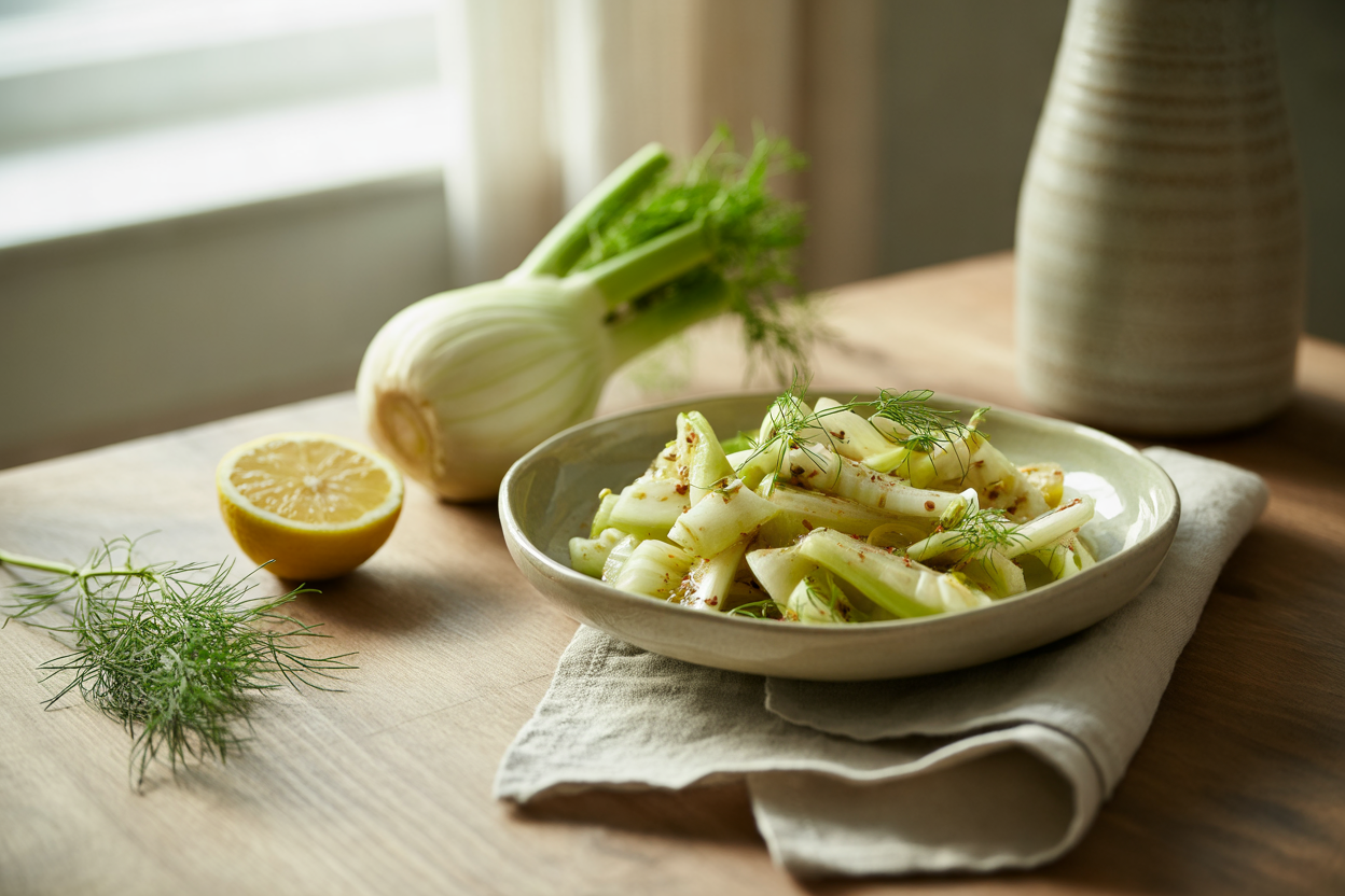 Fresh fennel salad with lemon and olive oil