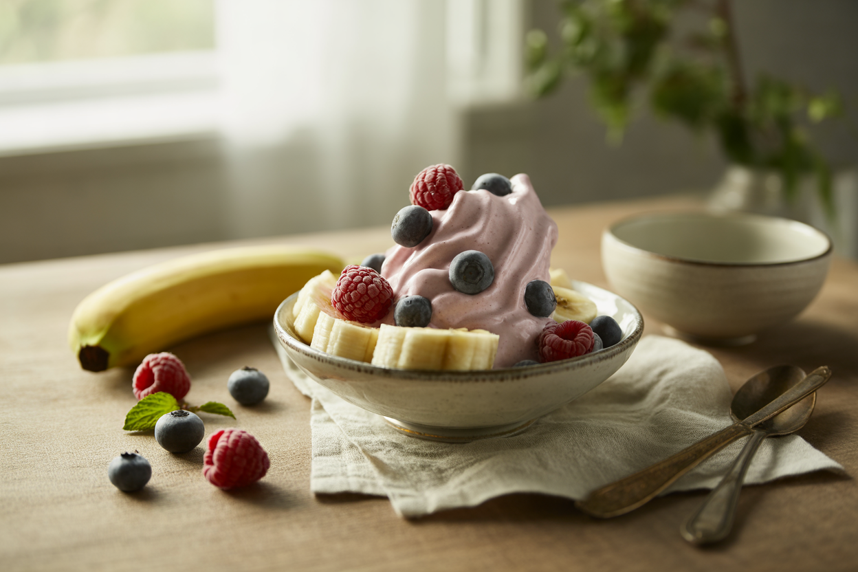 Fruity banana berry ice cream