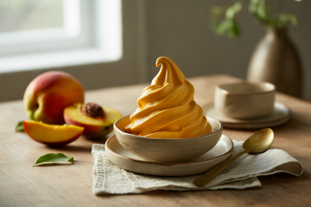 Fuzzy mango peach ice cream