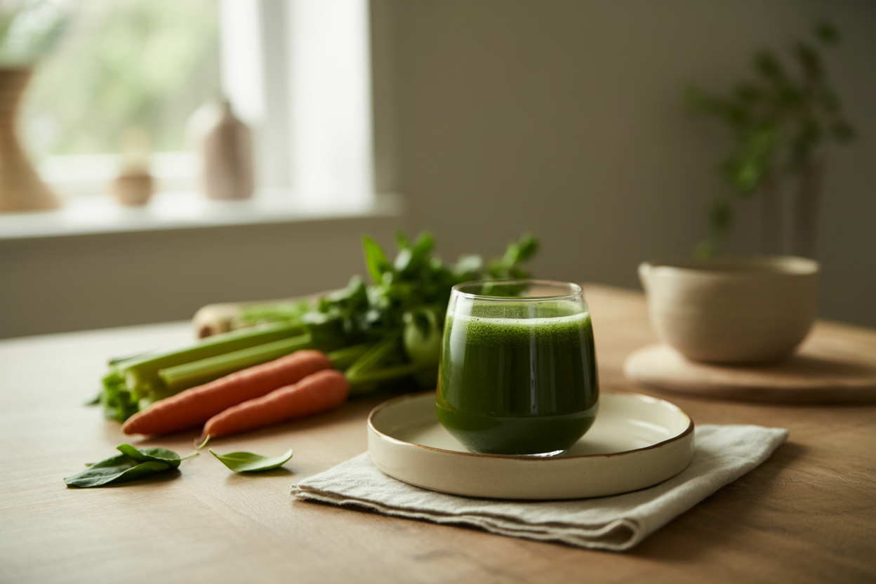 Garden Delight juice with carrot, celery, parsley and spinach