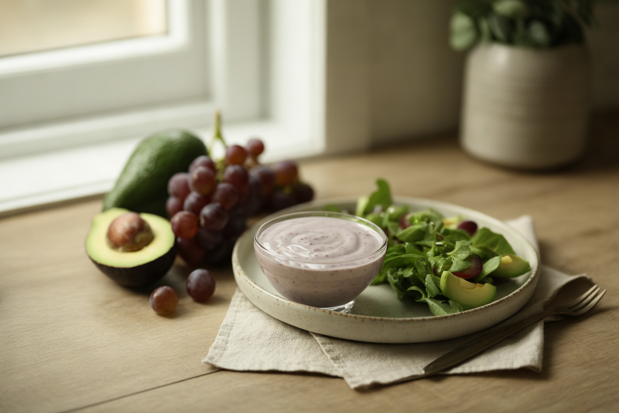 Grape and avocado dressing