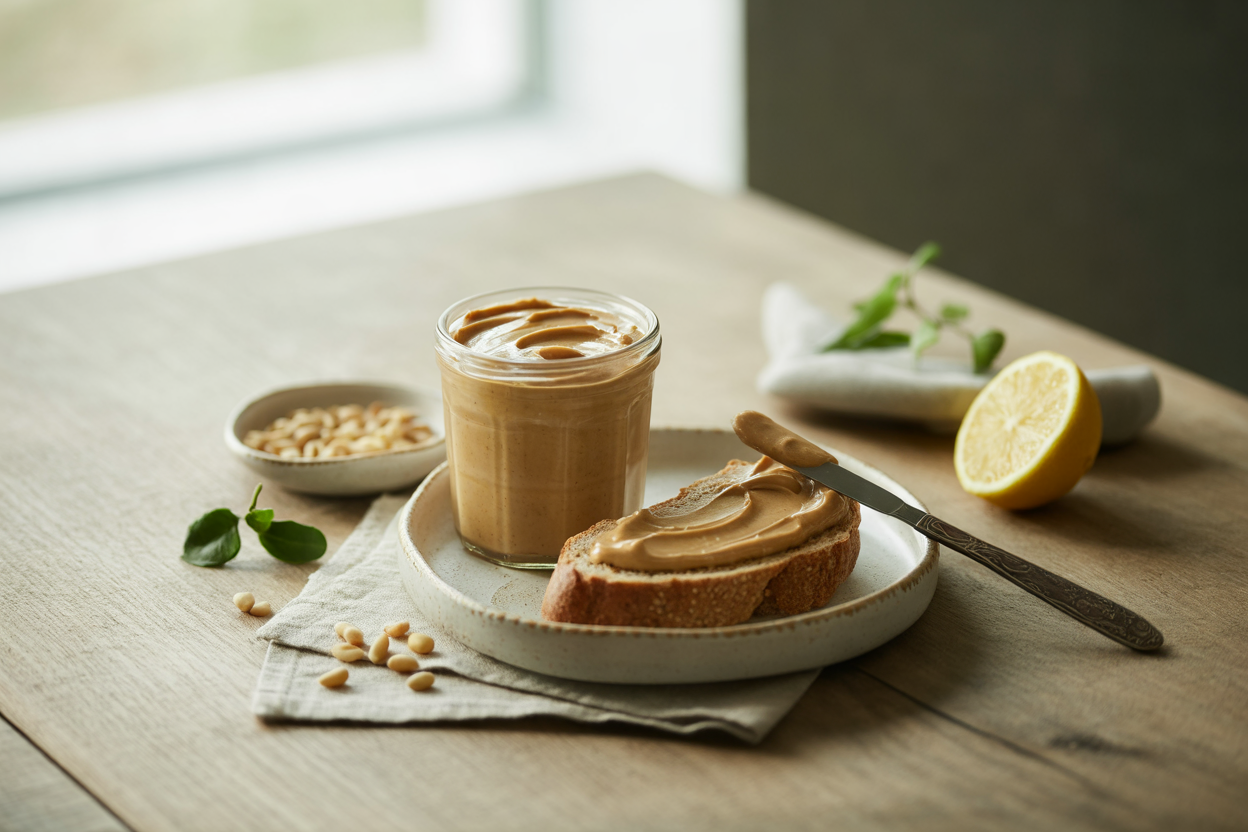 Hallelujah butter, a plant-based spread made from pine nuts and coconut oil