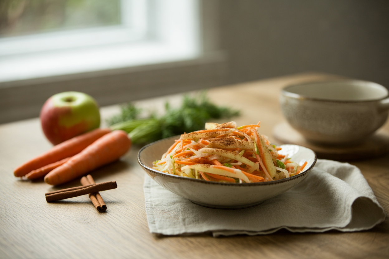 Carrot apple slaw with cinnamon