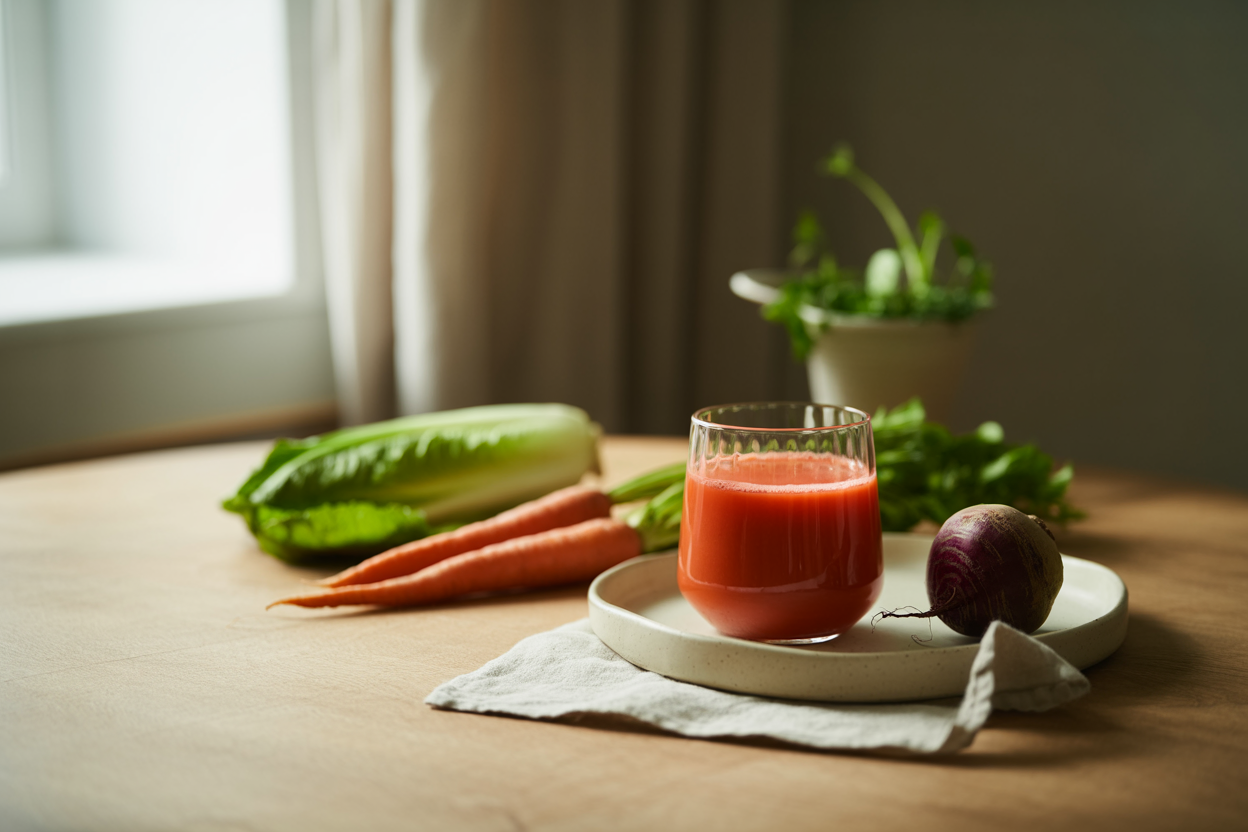 Carrot Blush juice made with carrot, beet and romaine