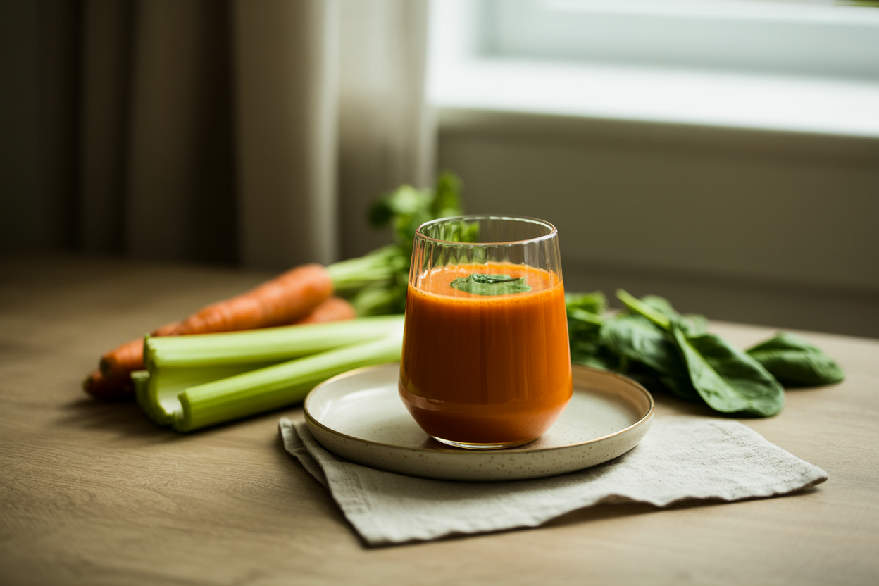 Carrot, celery and spinach juice