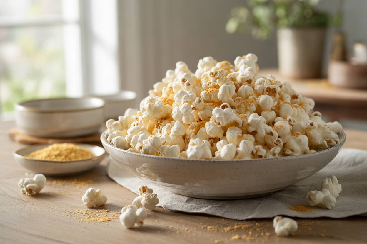 Cheesy nutritional yeast popcorn