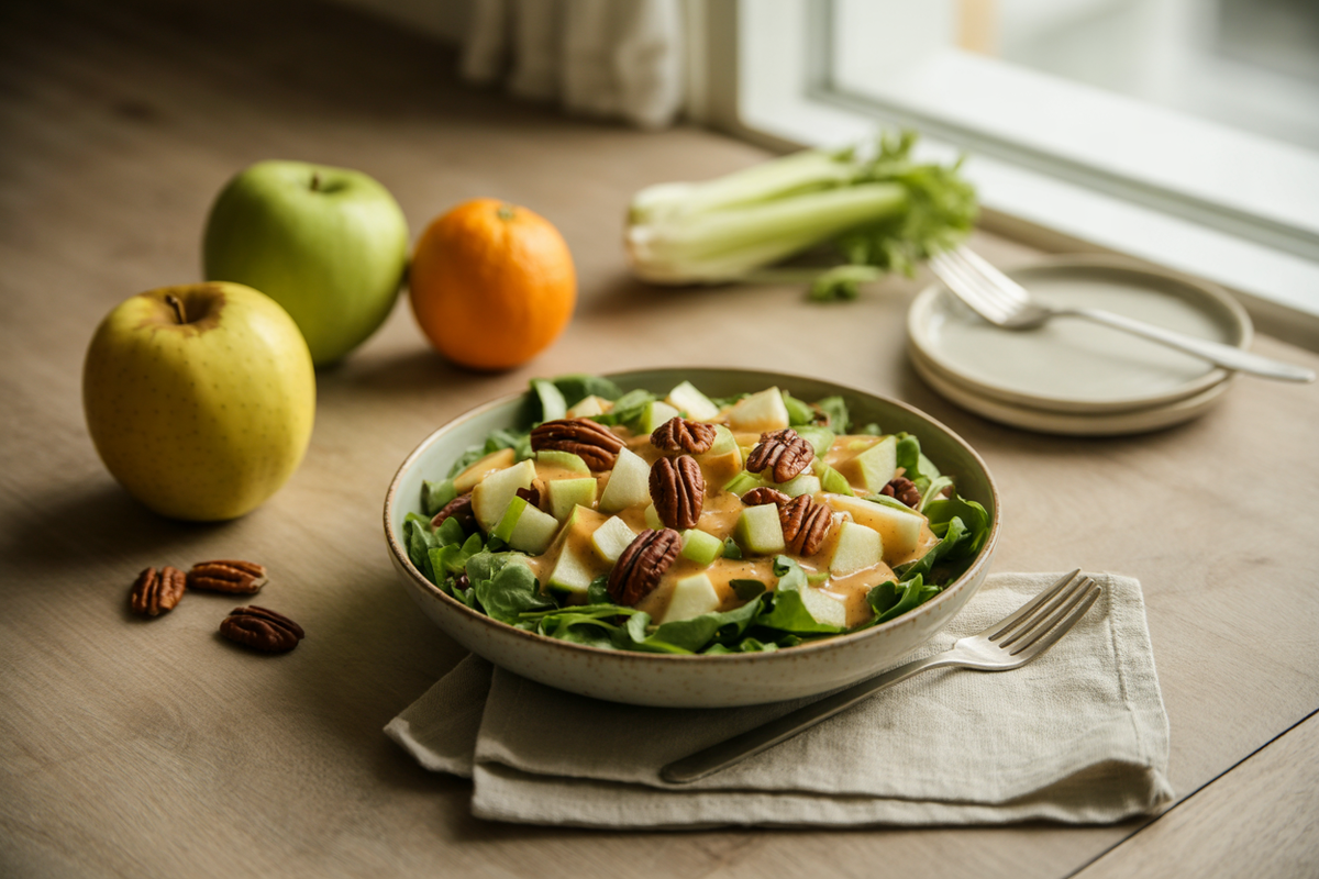 Holiday apple, pecan and greens salad