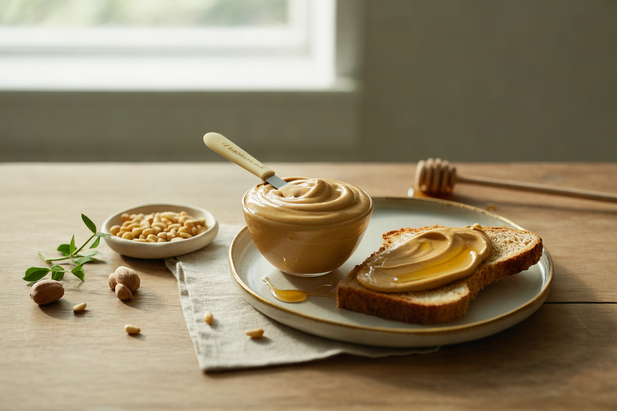 Hallelujah honey butter made from pine nuts and coconut oil