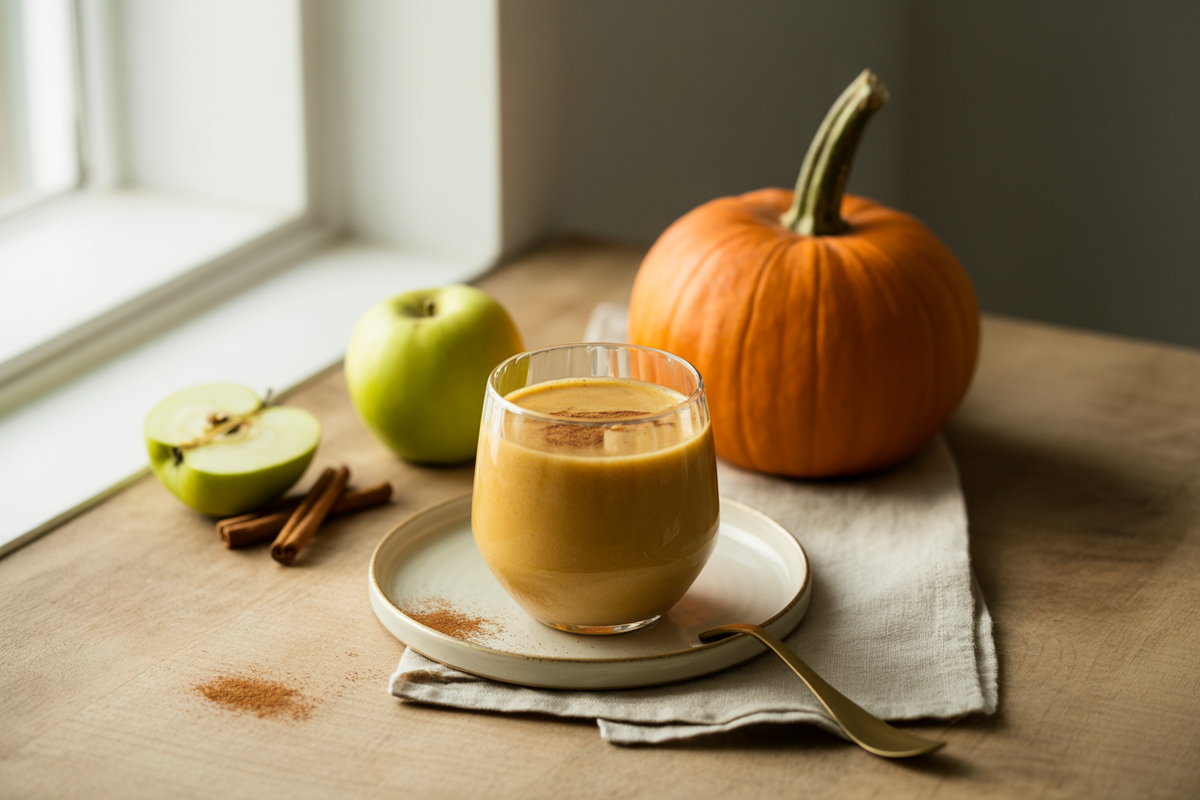 Pumpkin smoothie with apple and cinnamon