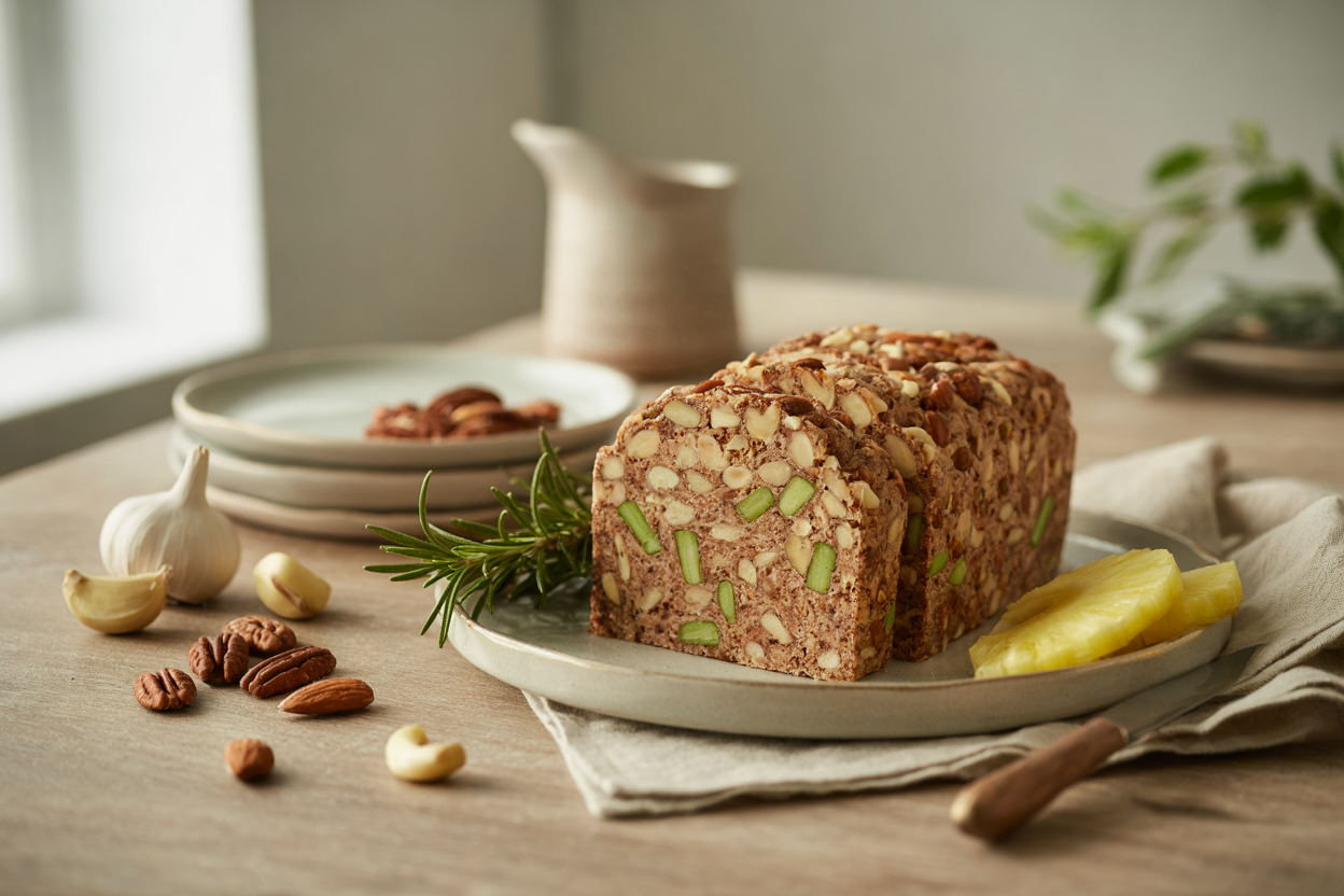 Holiday raw nut loaf with rosemary