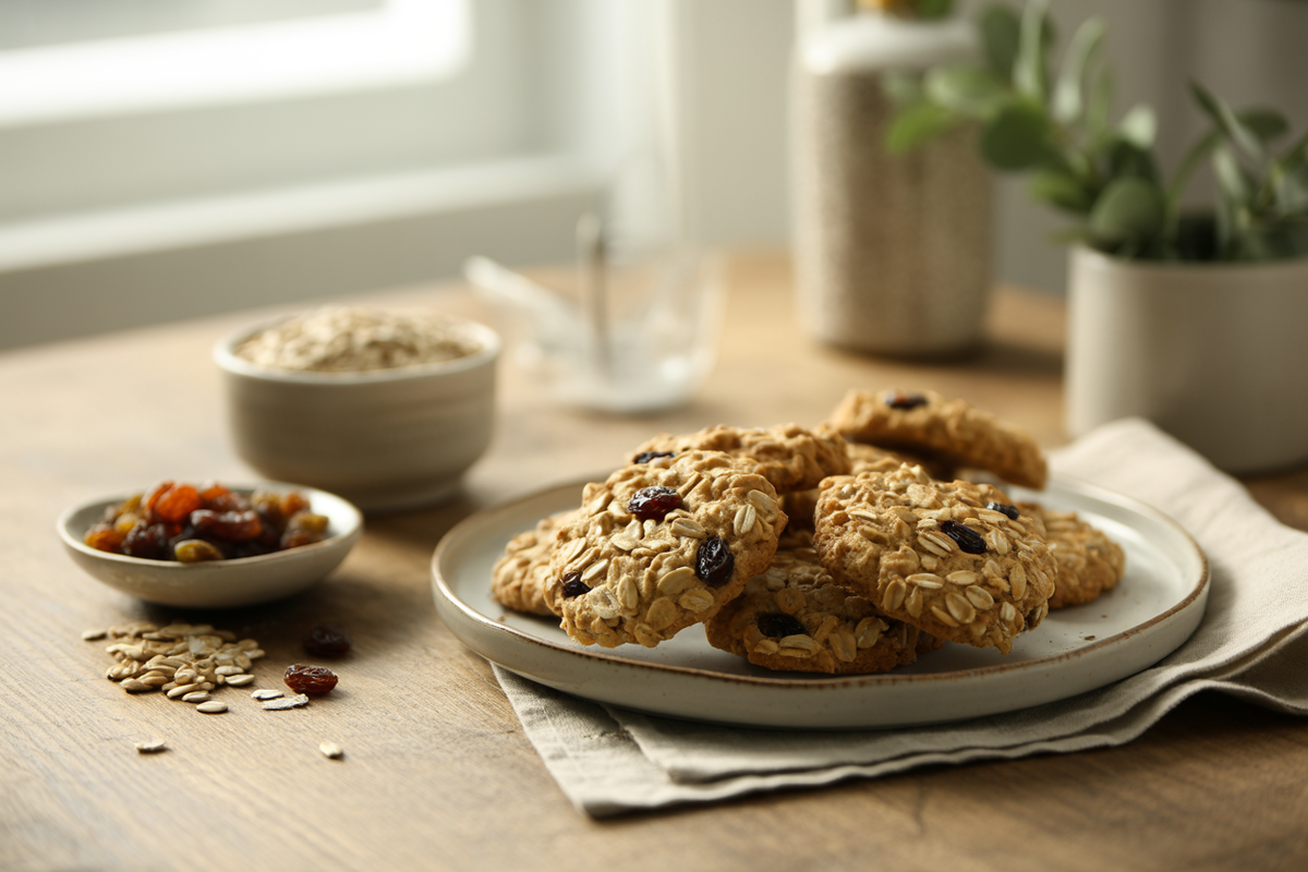 Sunflower jewel cookies made with oats, sunflower seeds and raisins