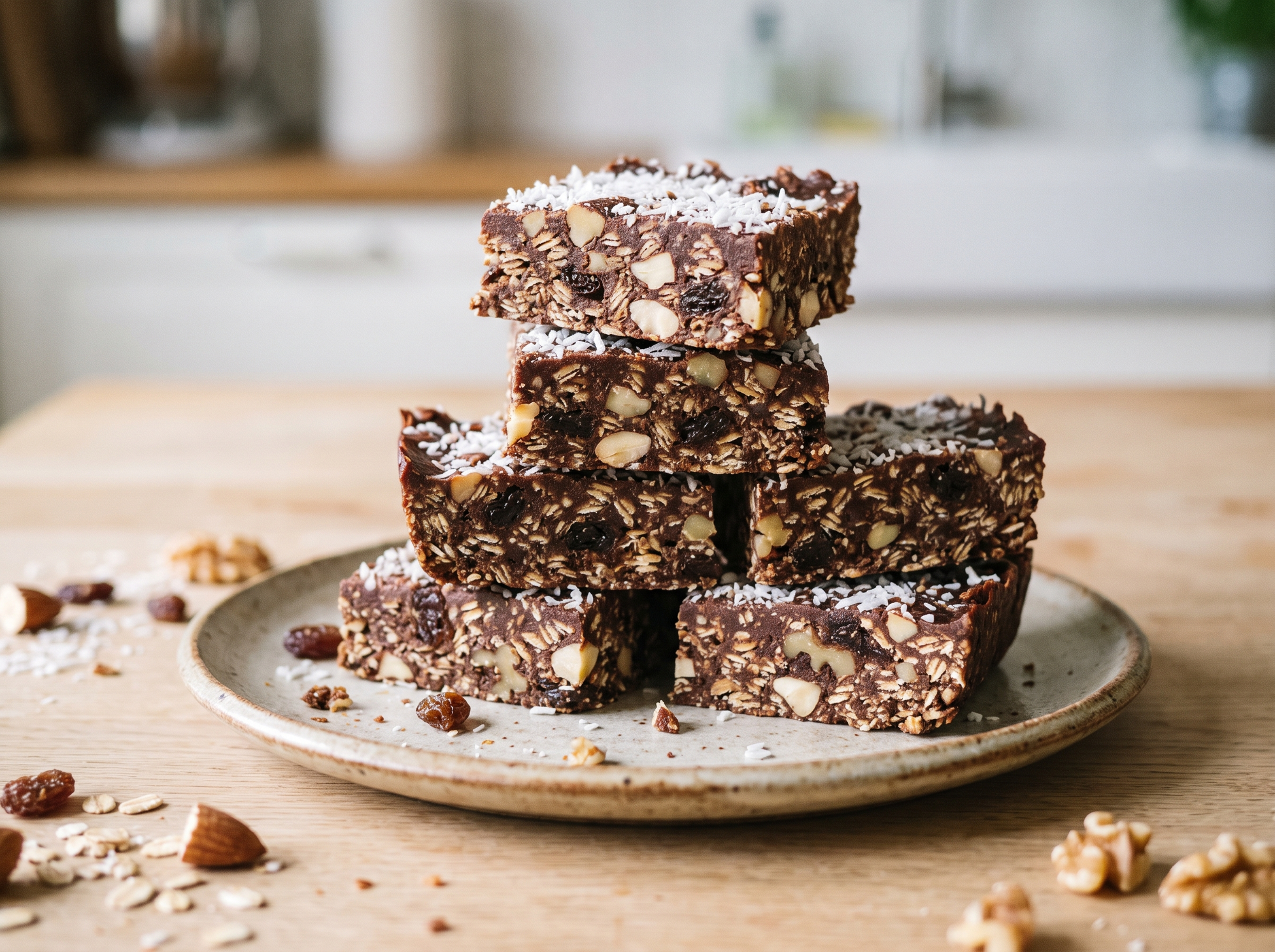 Gluten Free Carob Bars made with raw carob, almond butter, rolled oats and coconut
