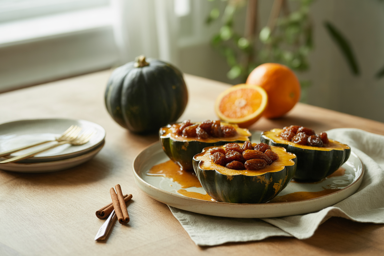 Holiday acorn squash with raisins and cinnamon