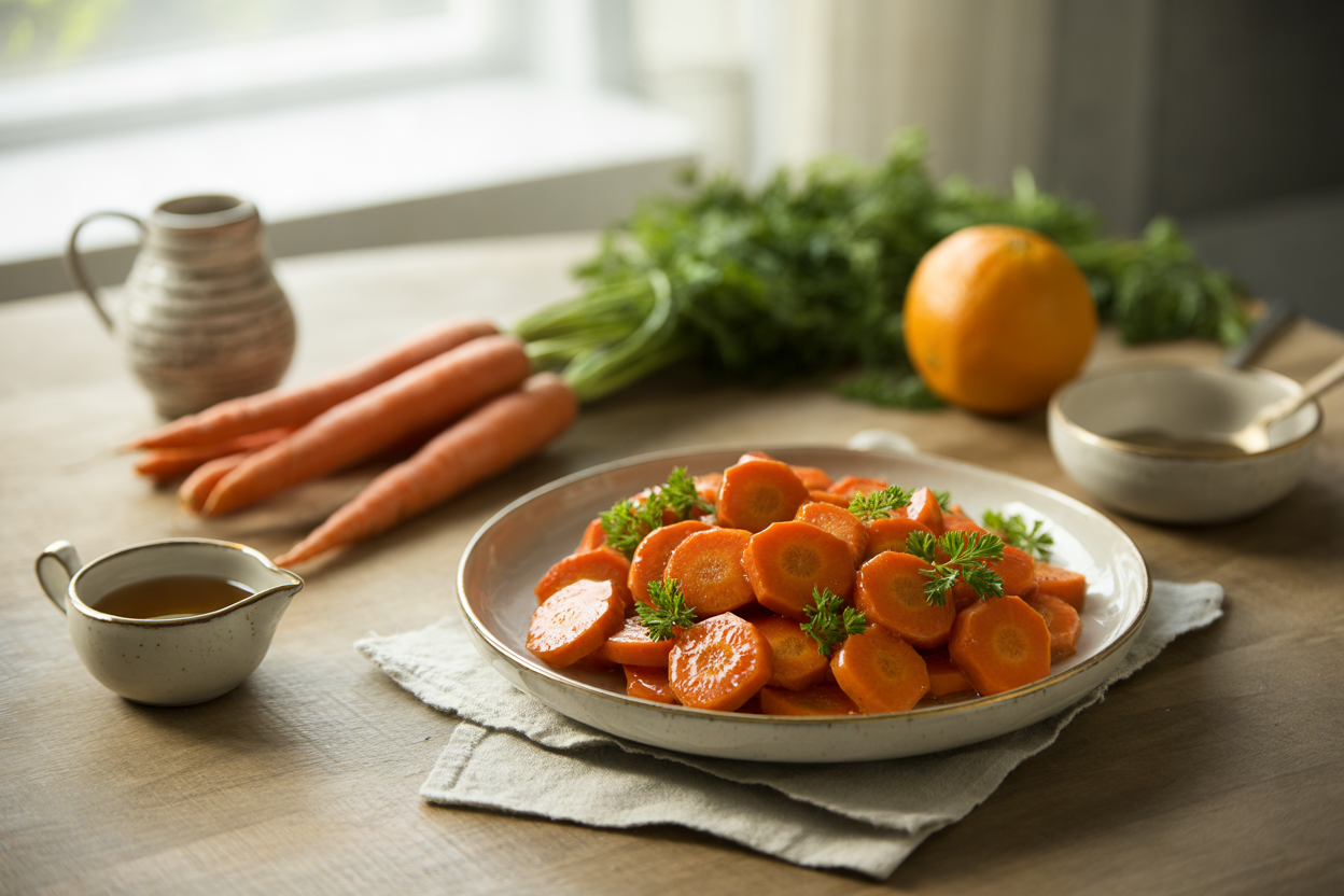 Holiday maple orange glazed carrots