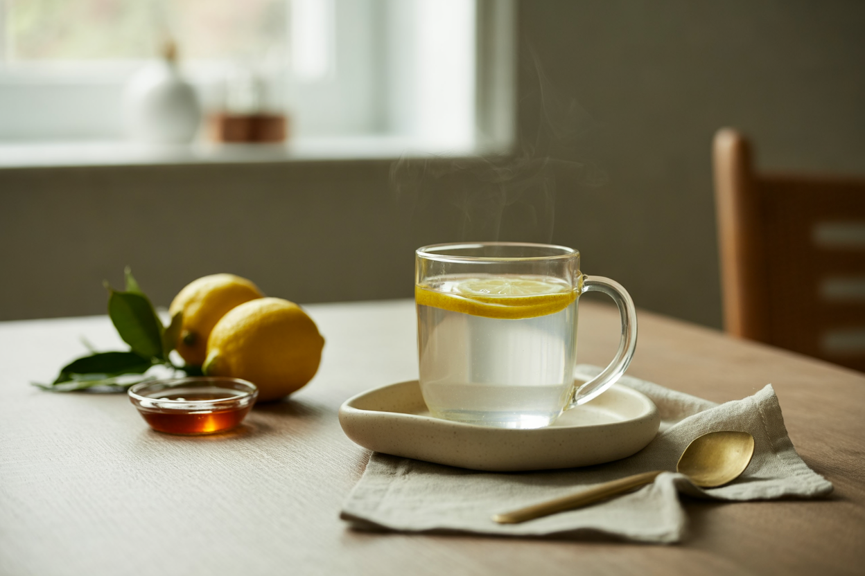 Warm lemon drink with honey