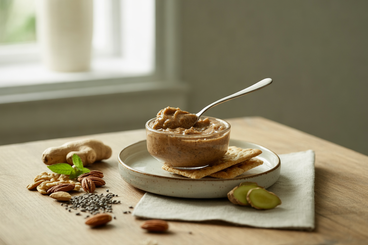 Nut and seed butter with almonds, pecans and chia