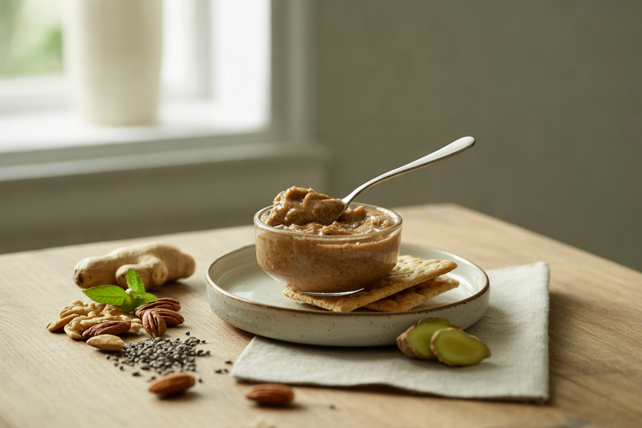 Nut and seed butter with almonds, pecans and chia