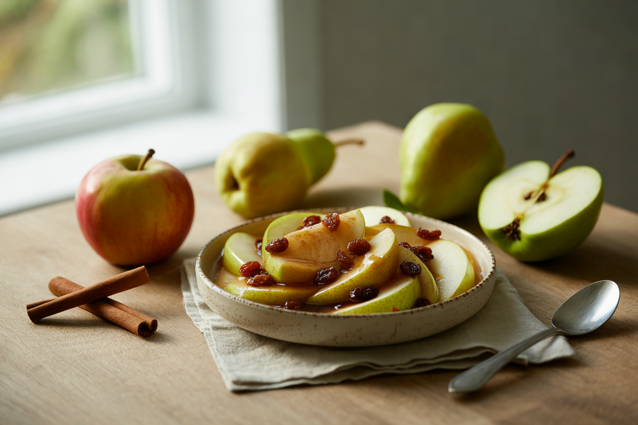 Easy apple pear delight with raisins and cinnamon