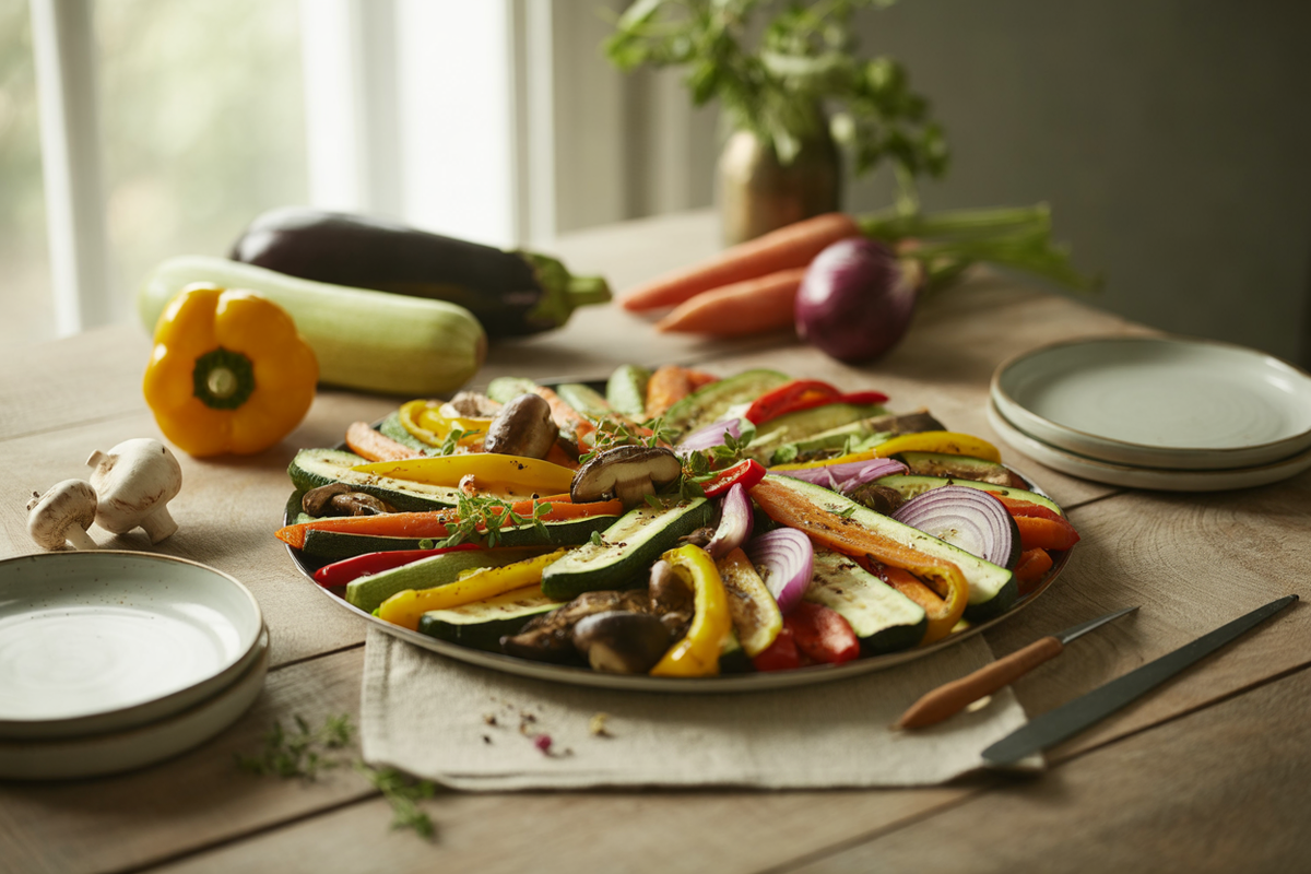 Festive platter of grilled vegetables