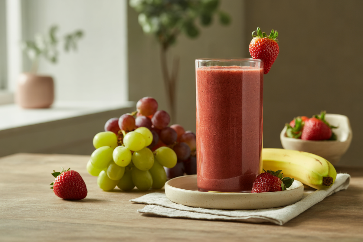 Strawberry, banana and grape smoothie